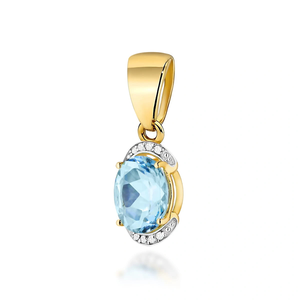 14KT Gold Pendant with 3.20ct Topaz and Diamonds