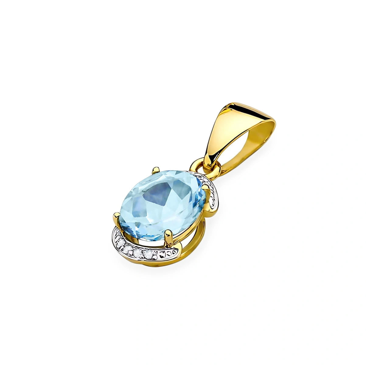 14KT Gold Pendant with 3.20ct Topaz and Diamonds