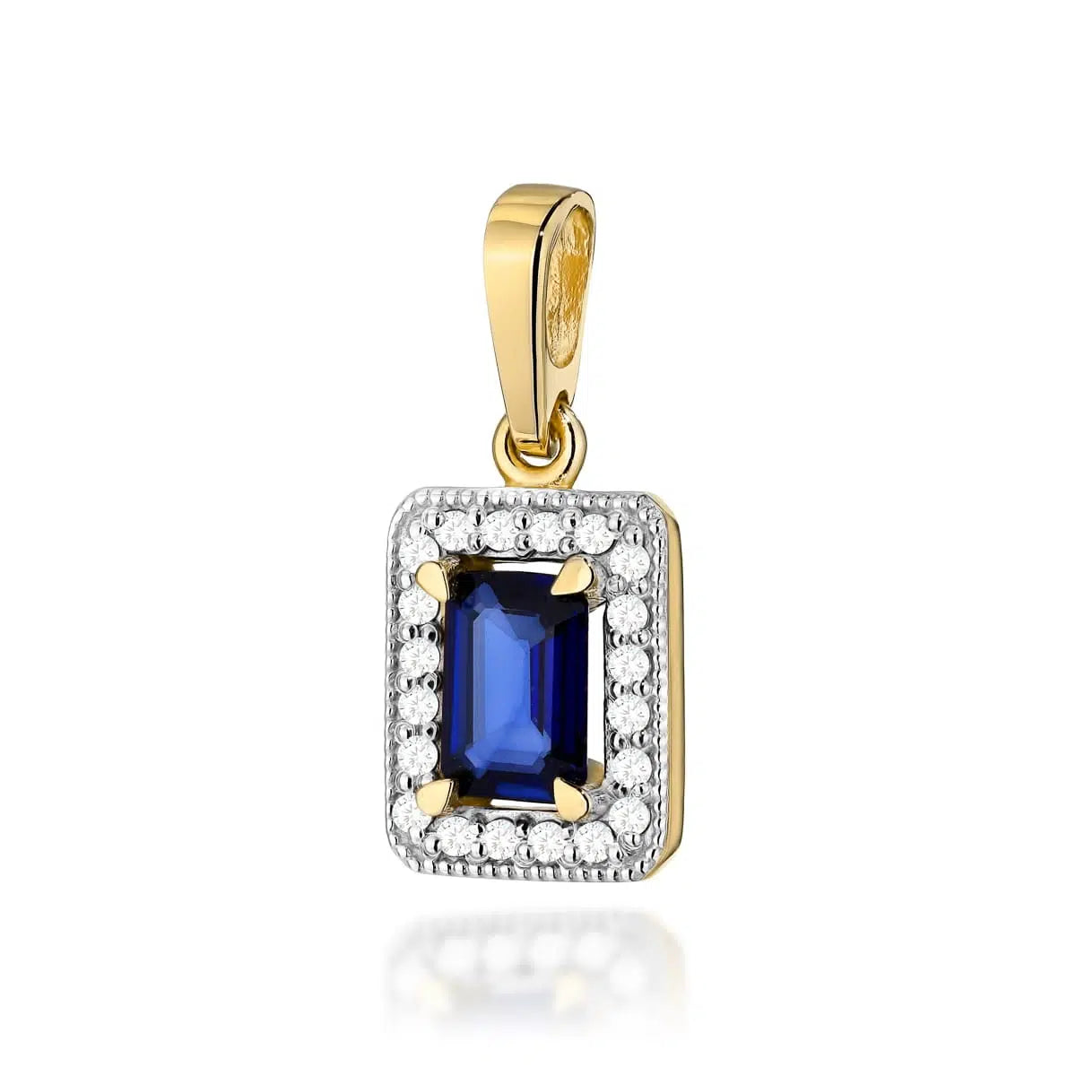 Pendente Hera in Oro con Zaffiro 0,60ct e 20 Diamanti