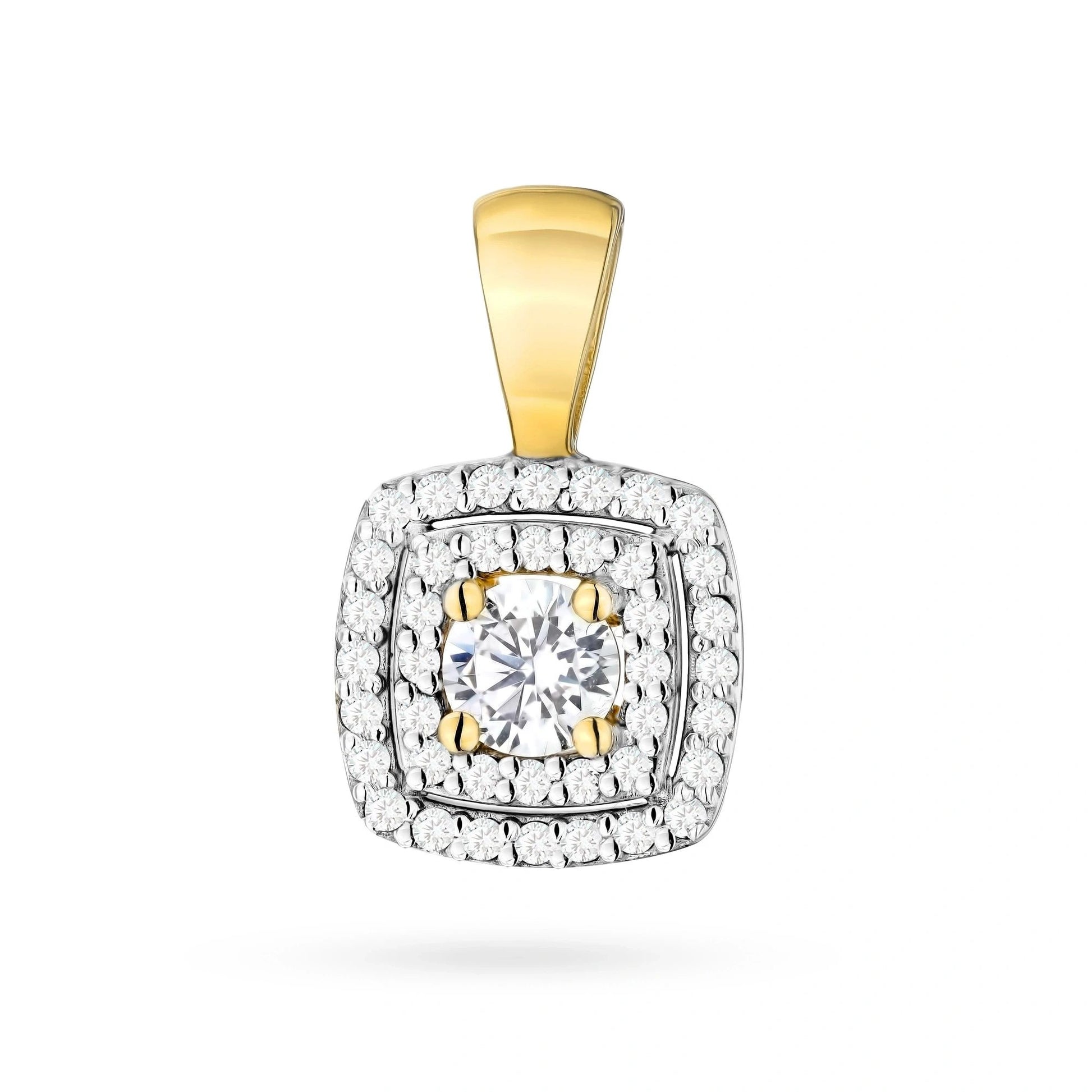 Pendentif Square en Or avec Pavé de Diamants Lab