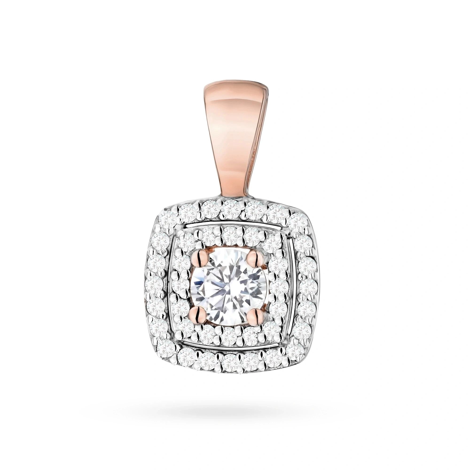 Colgante Square de Oro con Pavé de Diamantes Lab