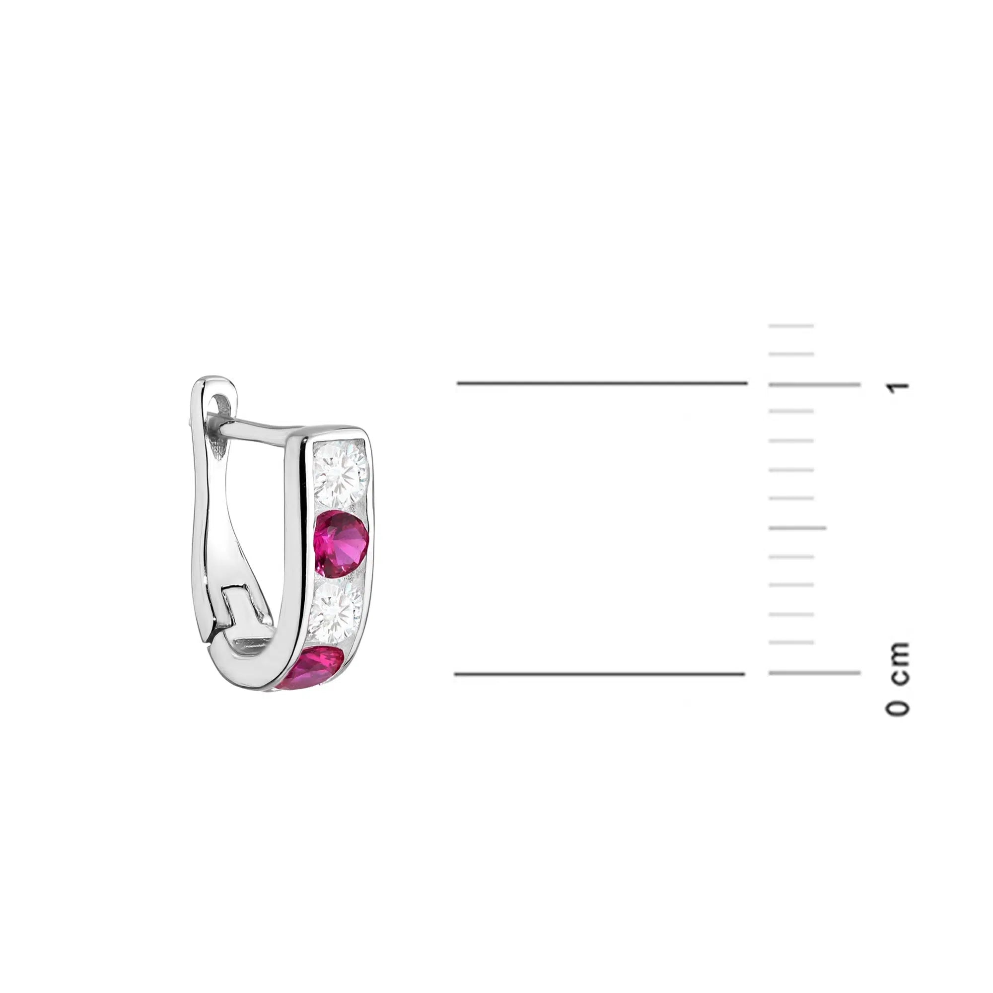 Boucles d'oreilles circulaires avec zircons fuchsia et blancs