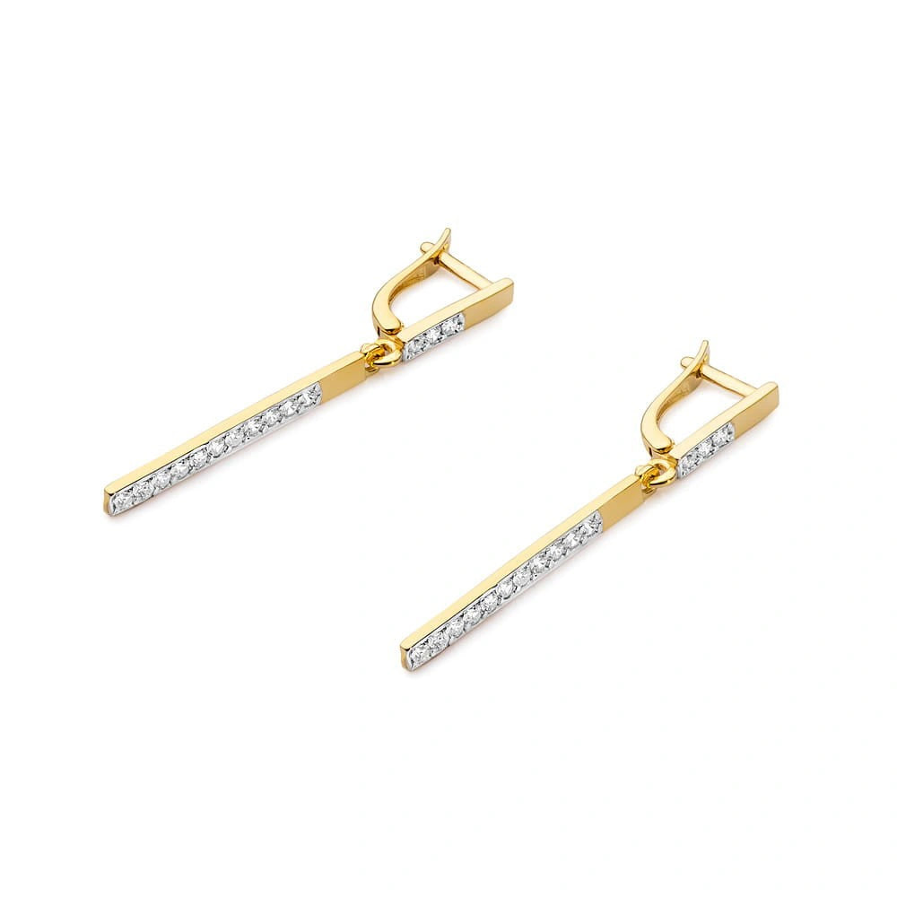 Match Drop Earrings in Gold and Diamonds