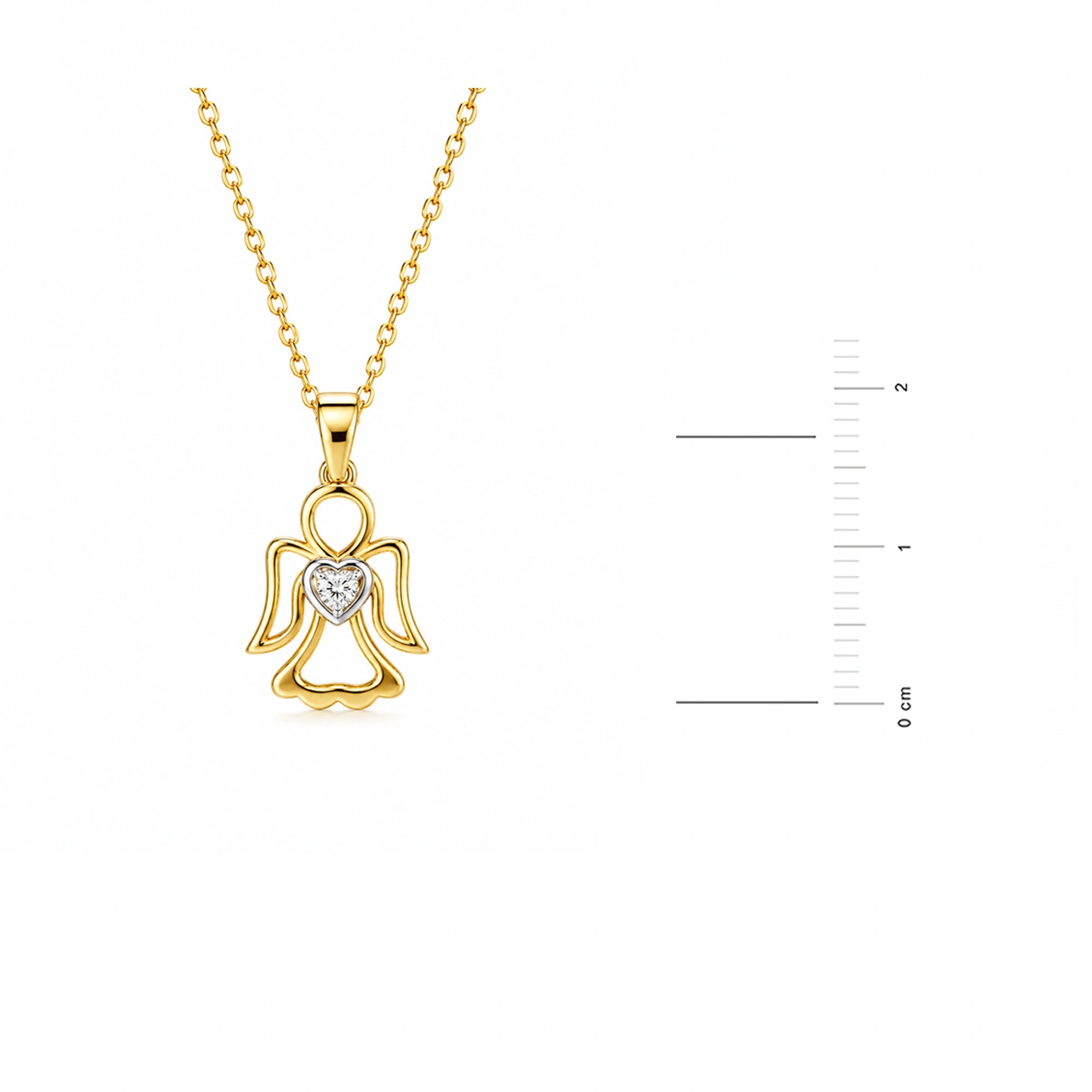 Collana in Oro con Cuore Zirconato e Angioletto