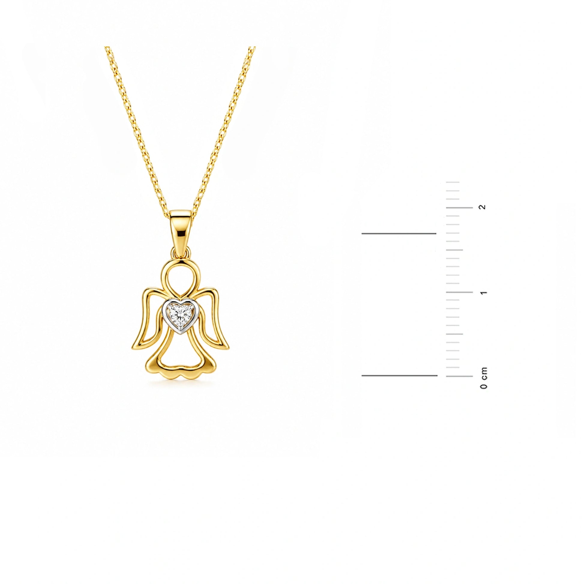 Collar en Oro con Corazón Zirconado y Angelito
