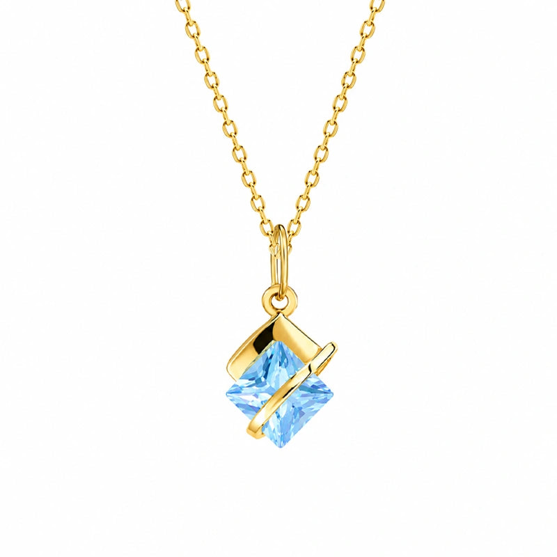 Rauten-Halskette mit blauem Zirkonia