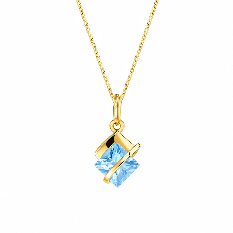 Rauten-Halskette mit blauem Zirkonia