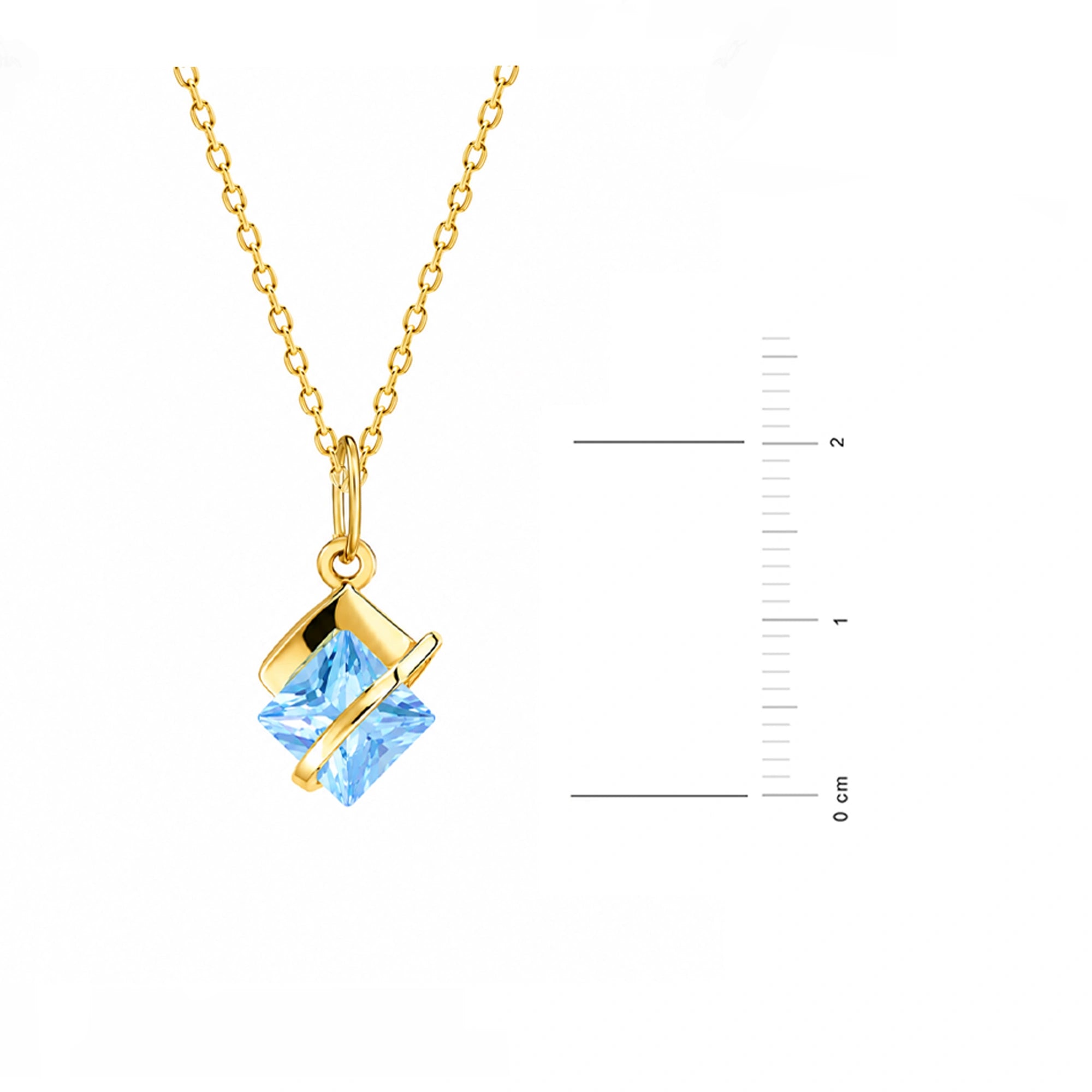 Rauten-Halskette mit blauem Zirkonia