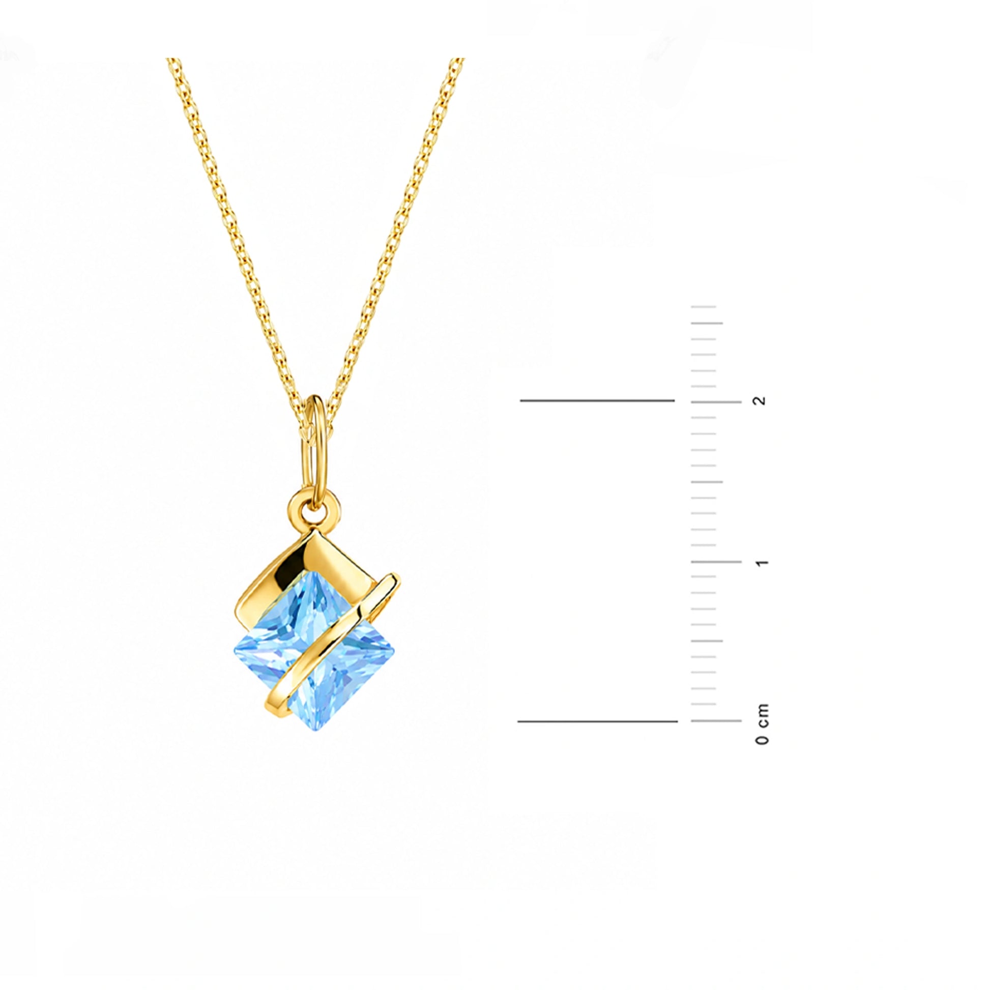 Rauten-Halskette mit blauem Zirkonia