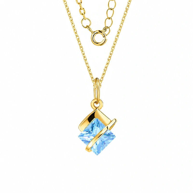 Rauten-Halskette mit blauem Zirkonia