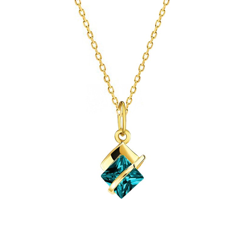 Blue Zircon Rhombus Necklace