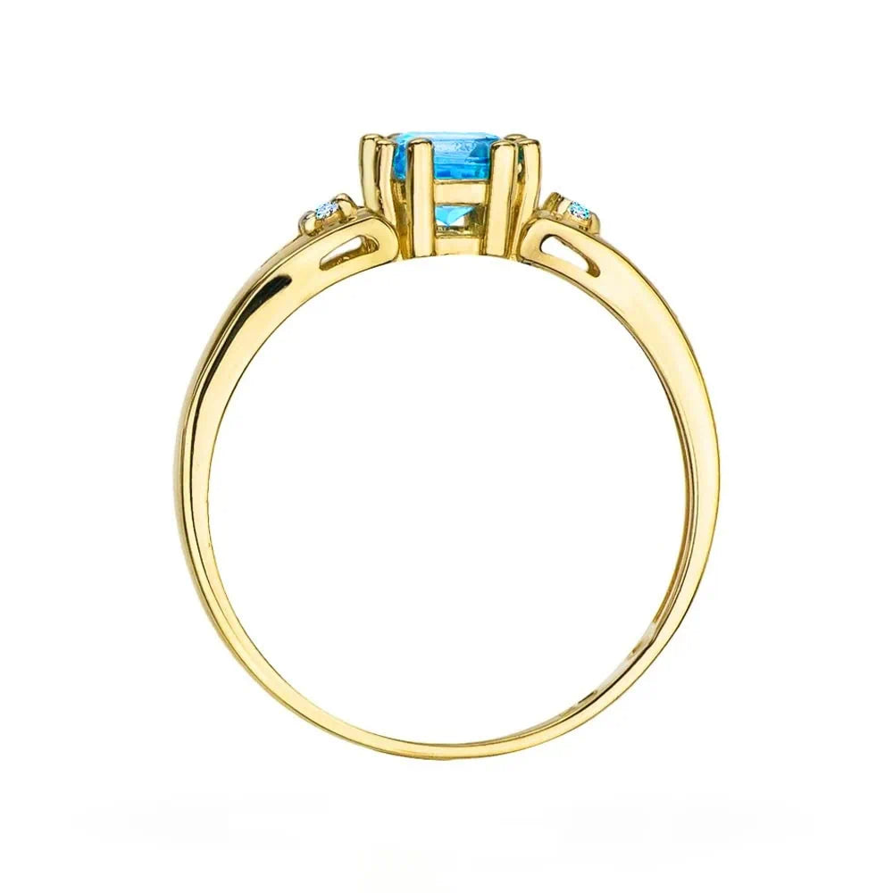 Anello in Oro con Zircone Blu Mare