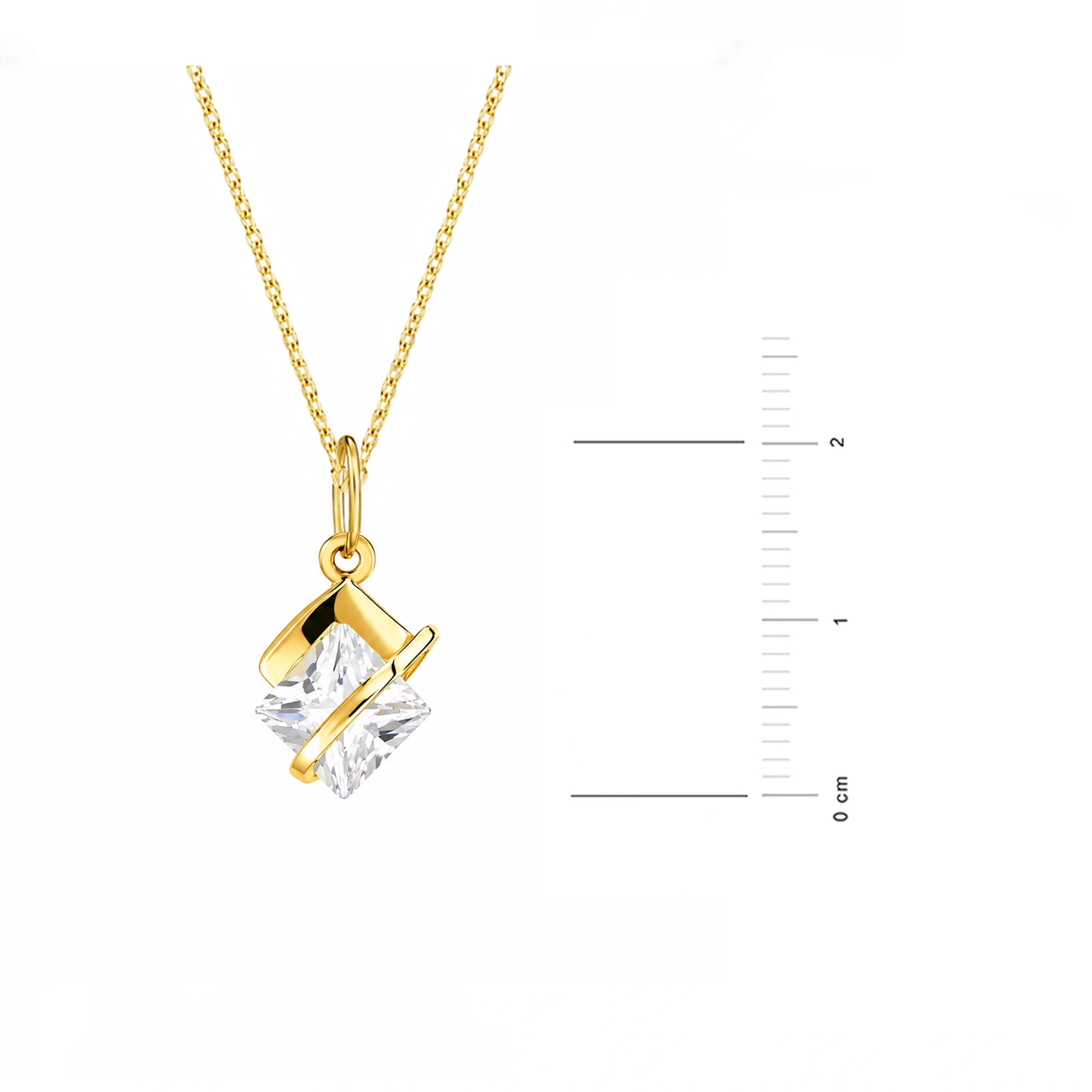 Rauten-Halskette mit blauem Zirkonia