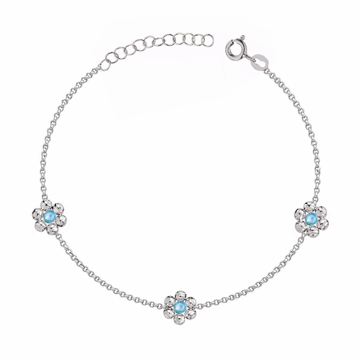 Bracelet rhodié trois fleurs