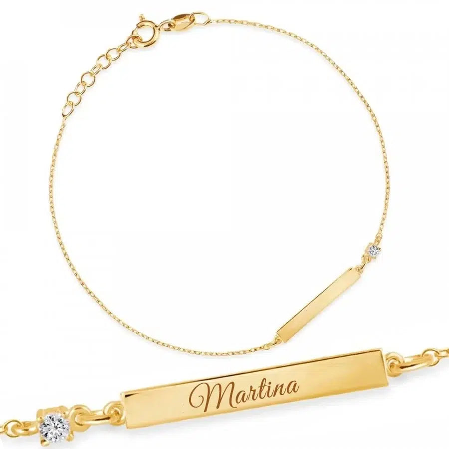 Bracciale in Oro Piastrina Incidibile e Punto Luce