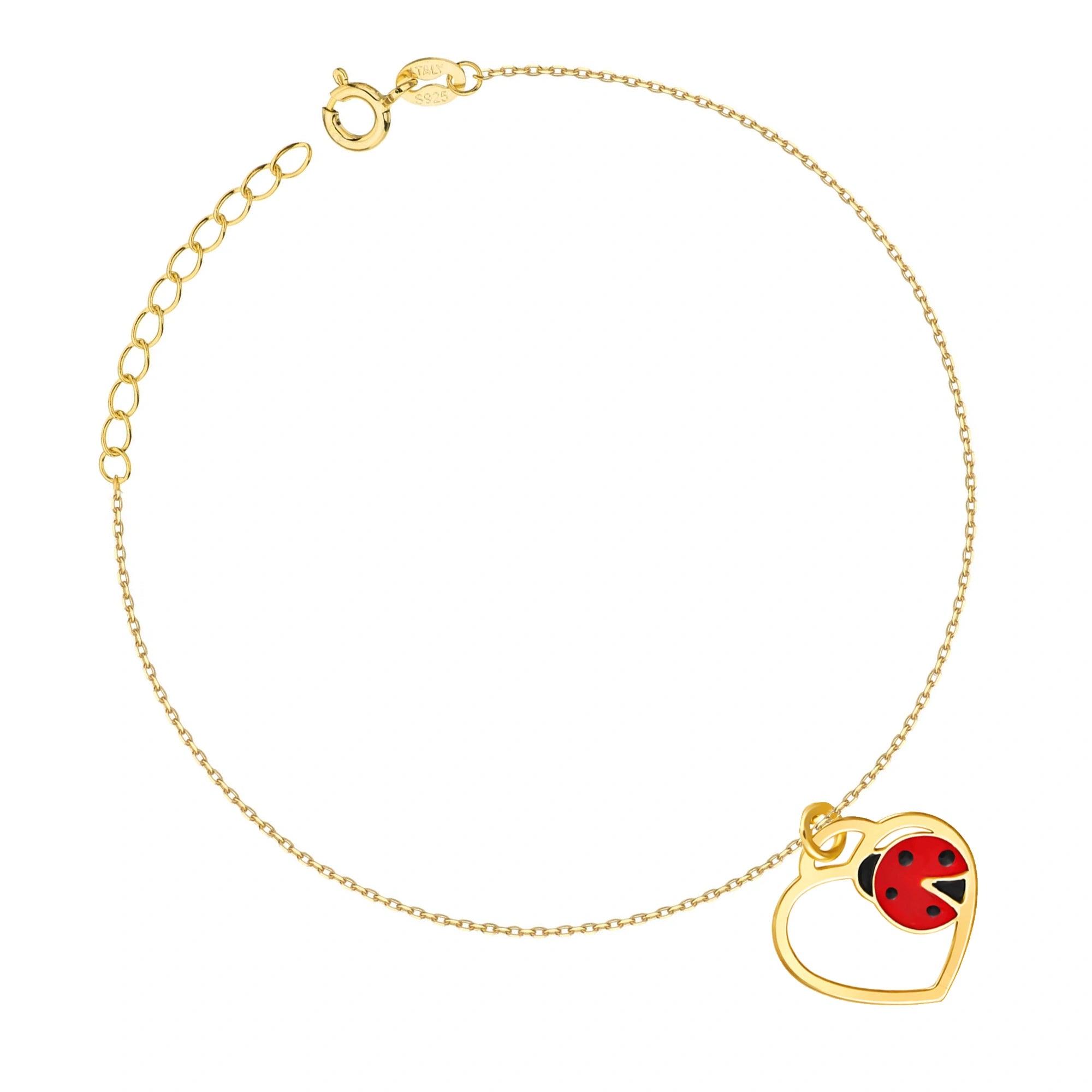 Bracelet with Heart and Ladybug