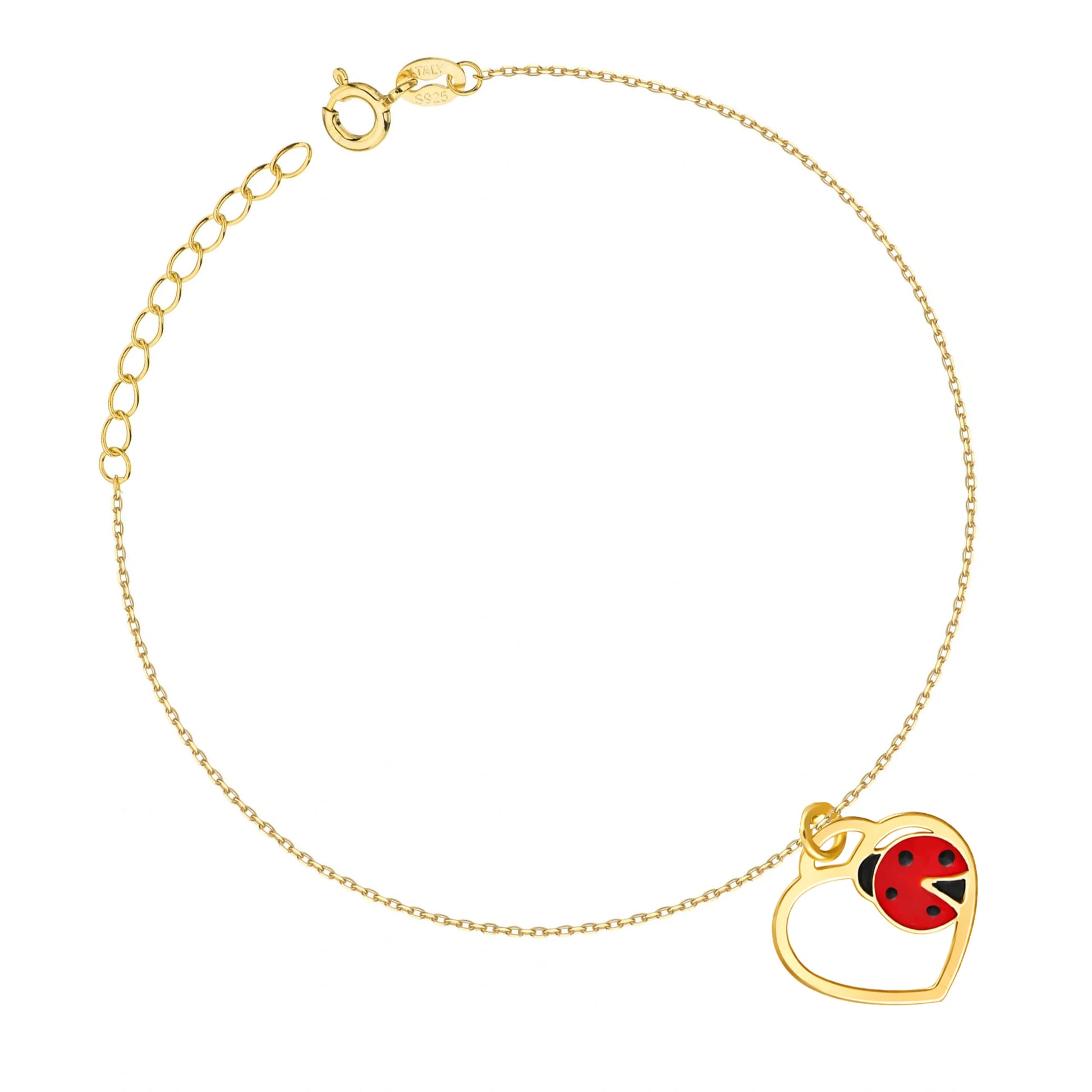 Bracelet with Heart and Ladybug