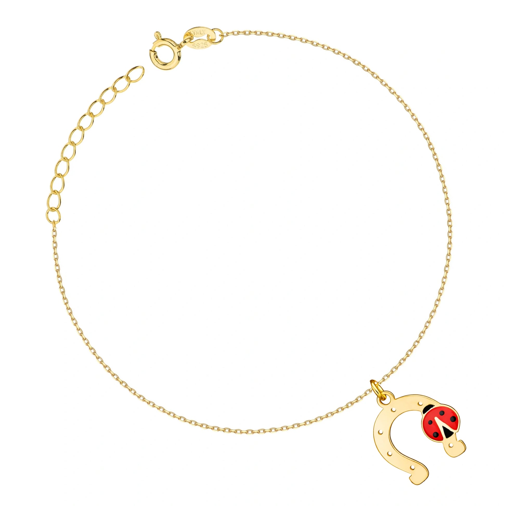 Bracelet with Horseshoe and Gold Ladybug