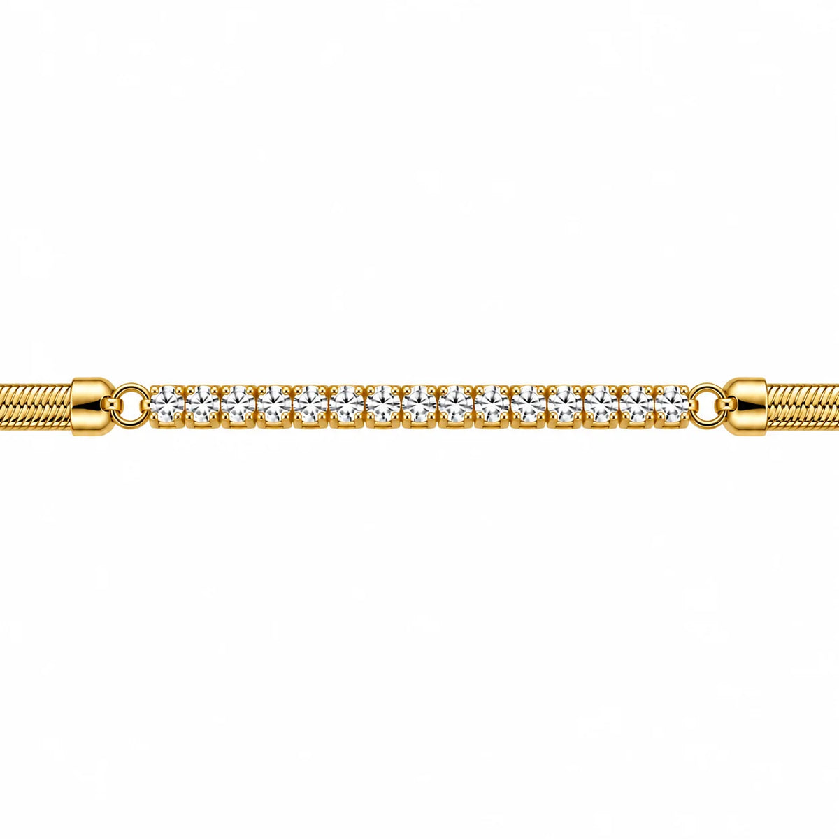 Snake Necklace with White Zircons