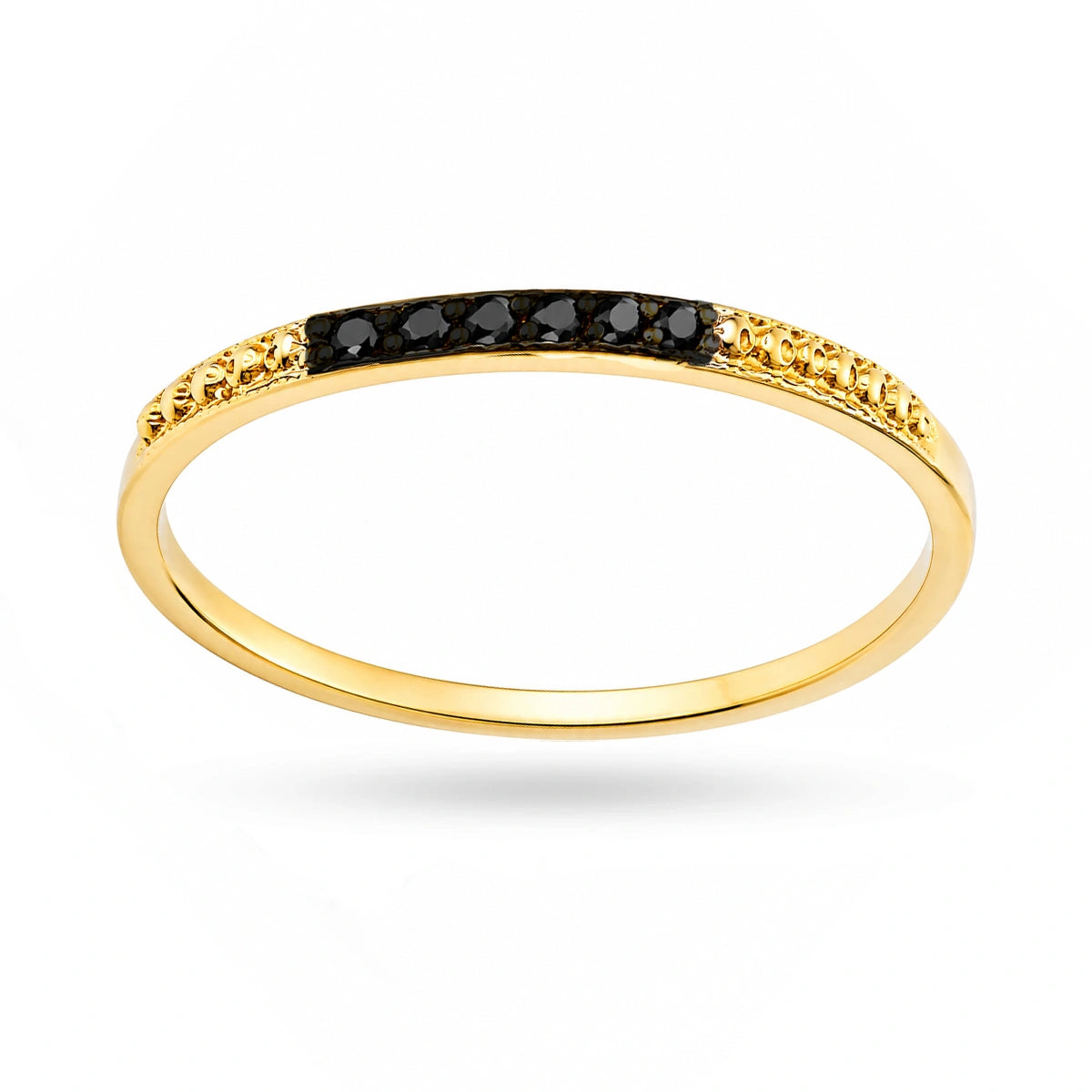 Gold Camille Ring with Black Cubic Zirconia