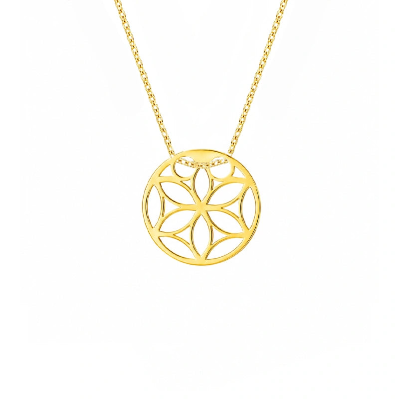 Halskette aus Gold mit Unendlichkeit und Blume