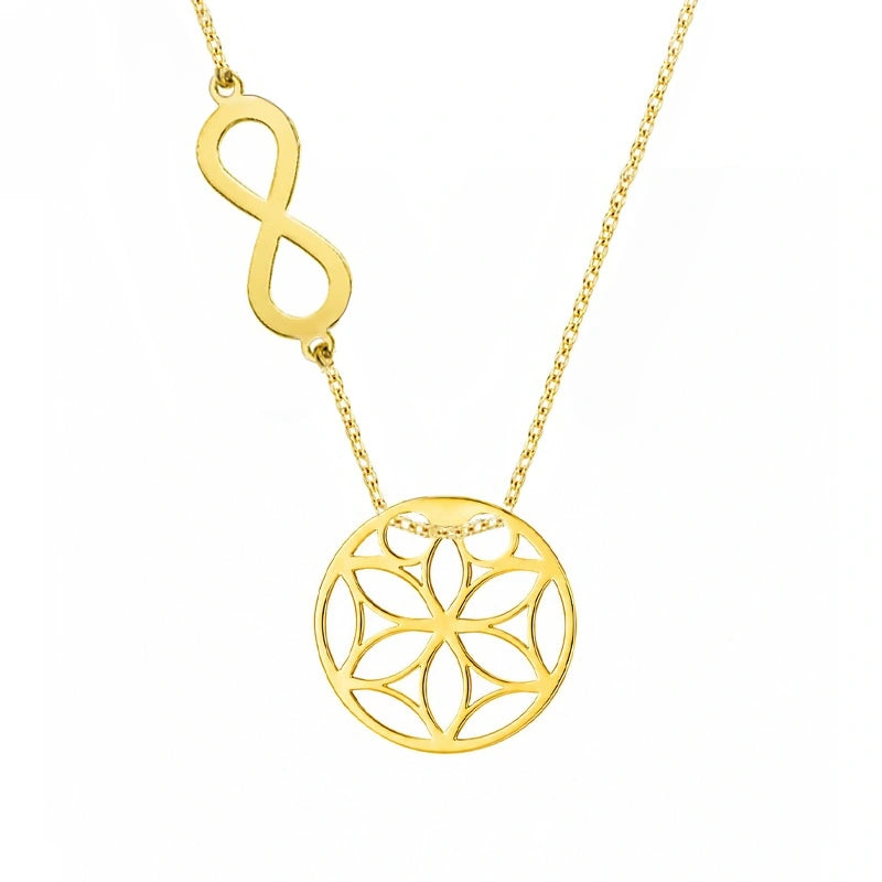 Collar en Oro con Infinito y Flor