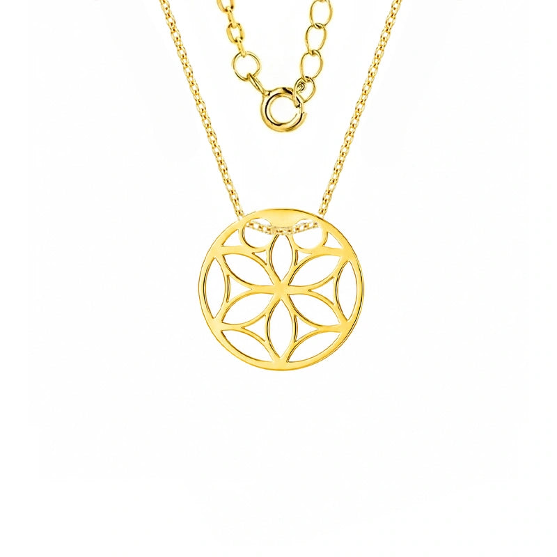 Halskette aus Gold mit Unendlichkeit und Blume
