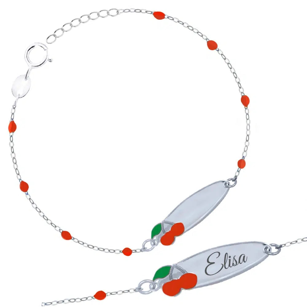 Bracciale Rosary in Argento con Ciliegia Smaltata