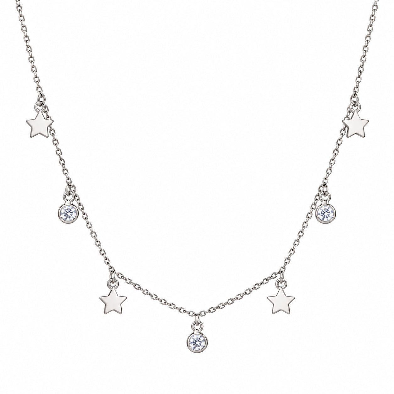 Silver Necklace Stars and Light Points