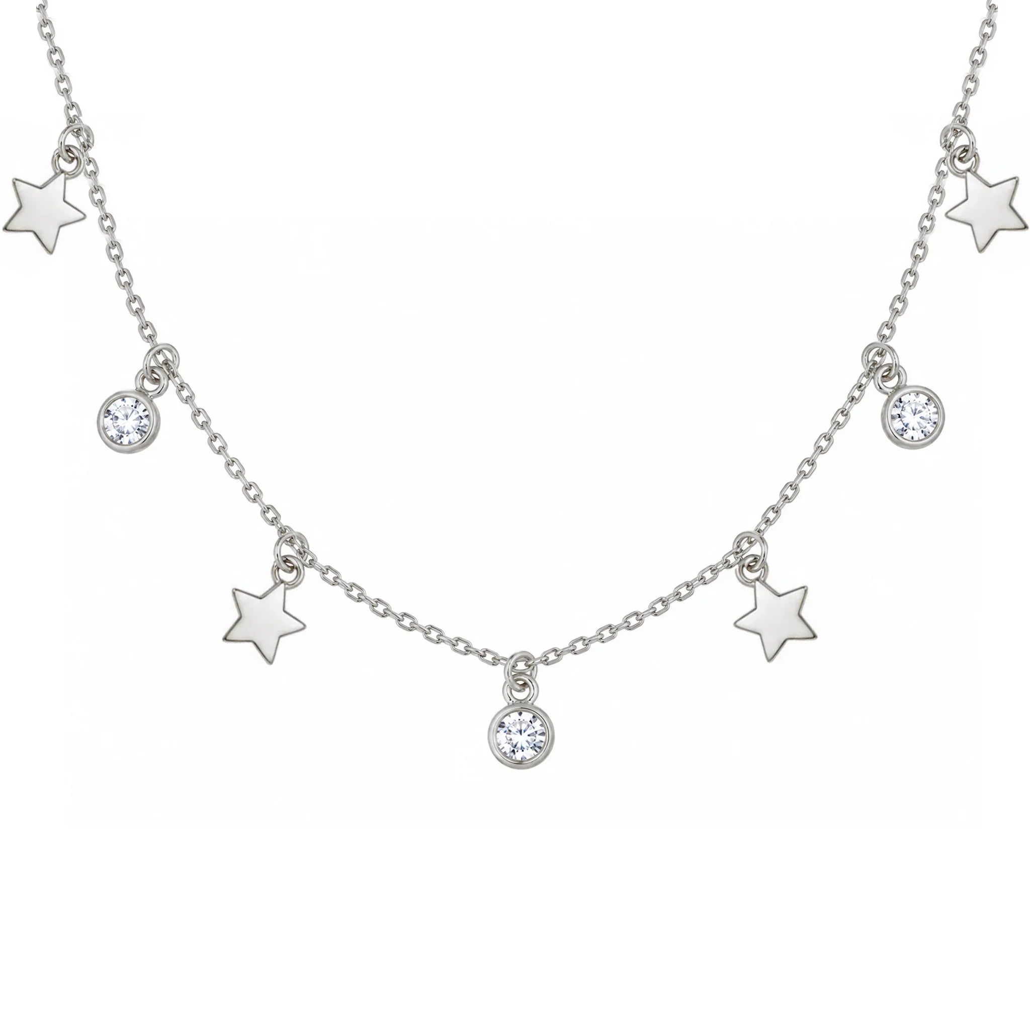 Collier en Argent Étoiles et Points de Lumière