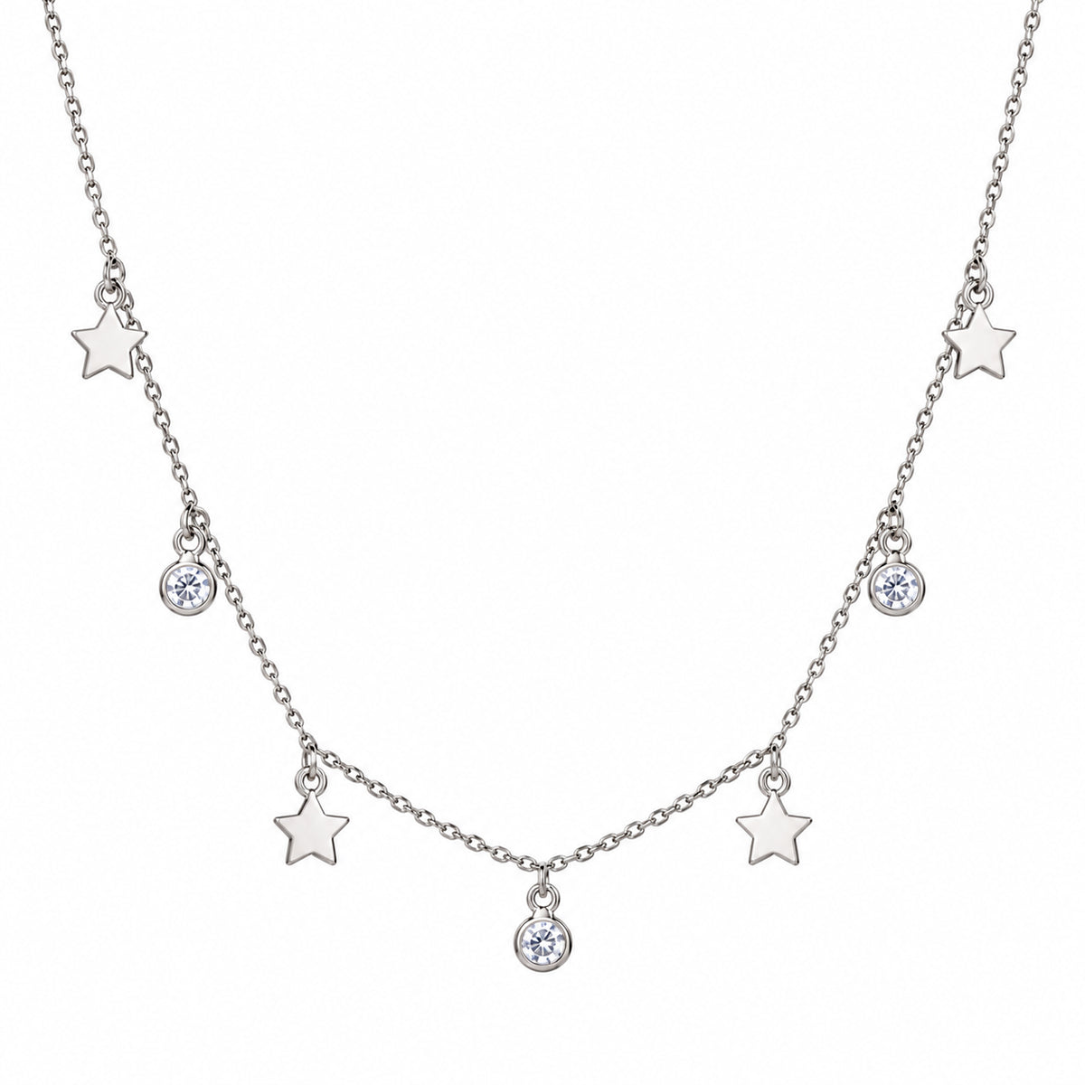 Silver Necklace Stars and Light Points