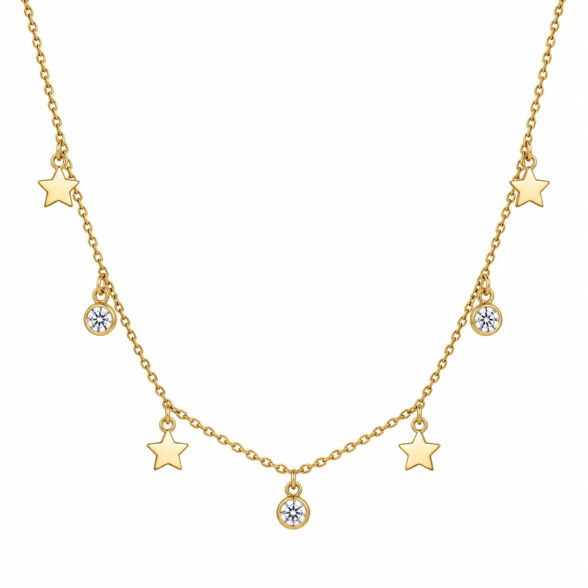 Silver Necklace Stars and Light Points