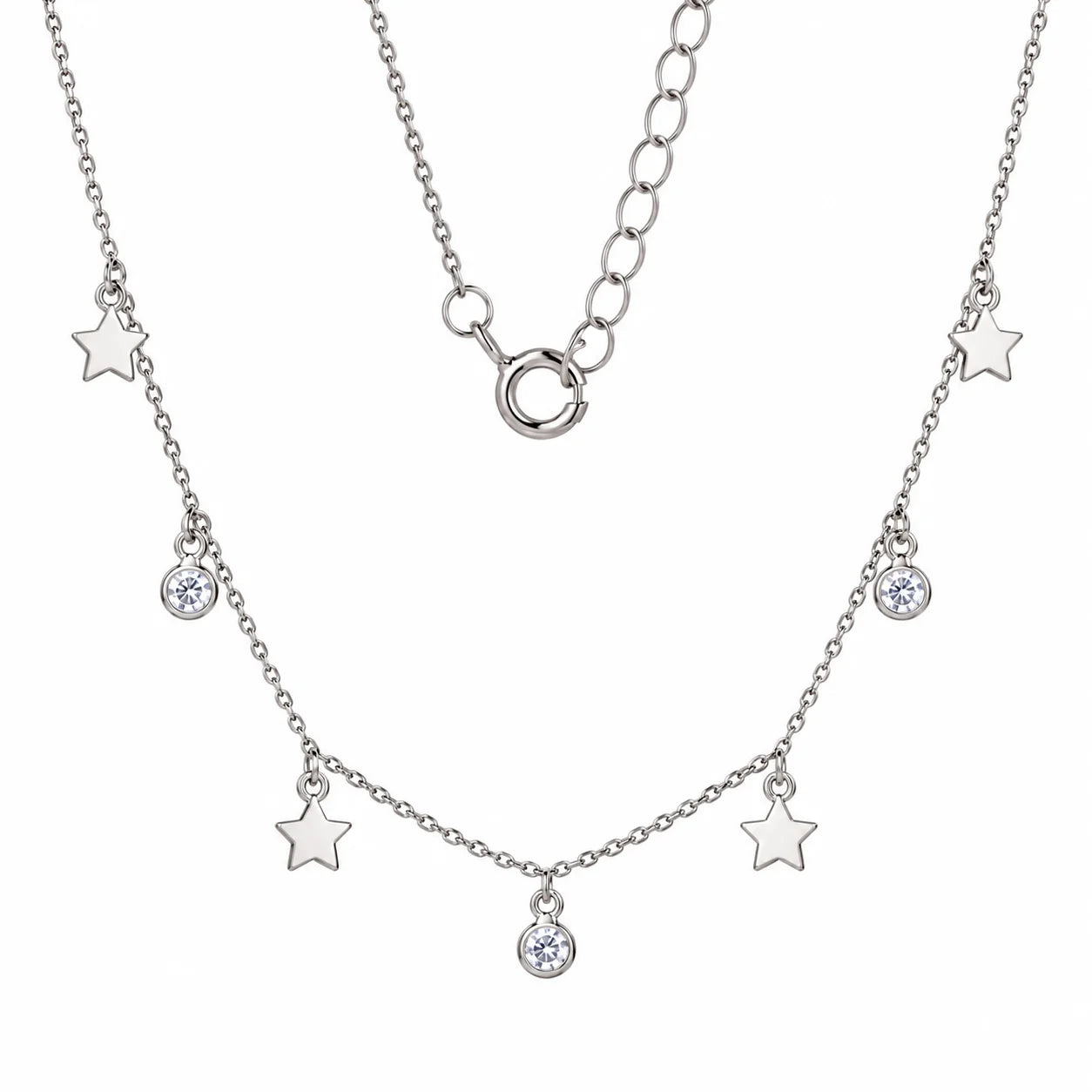 Silver Necklace Stars and Light Points