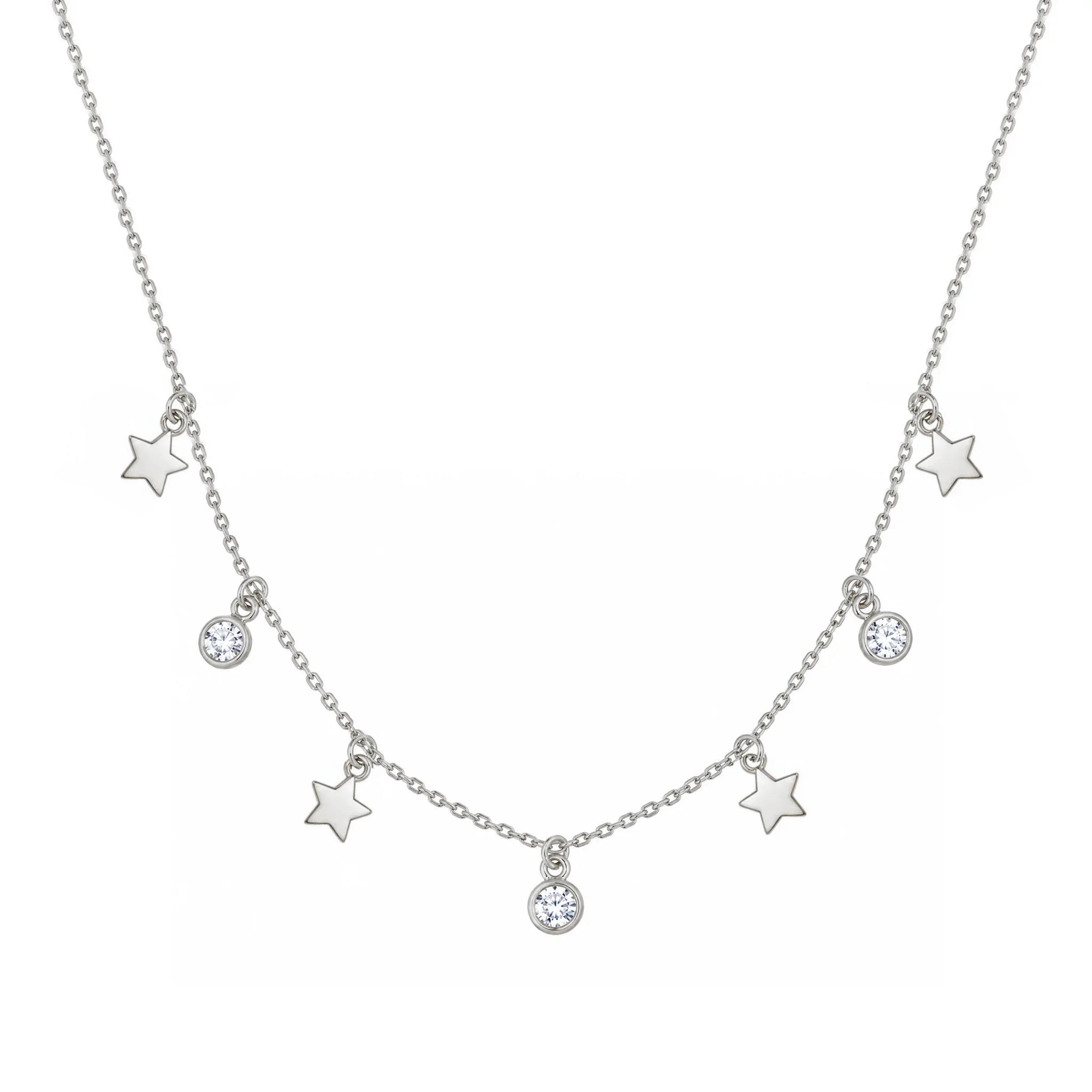 Collier en Argent Étoiles et Points de Lumière