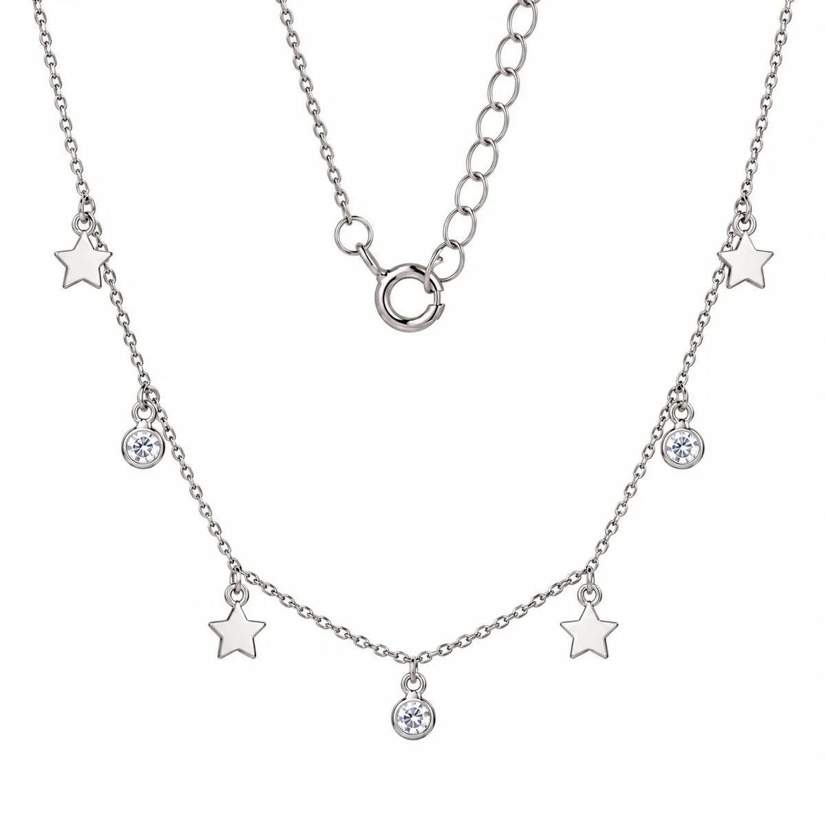 Silver Necklace Stars and Light Points