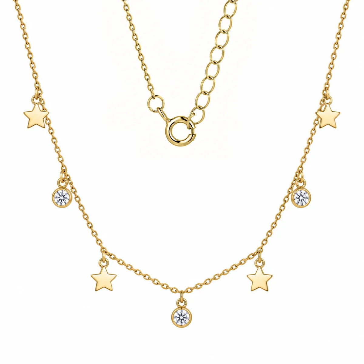 Silver Necklace Stars and Light Points