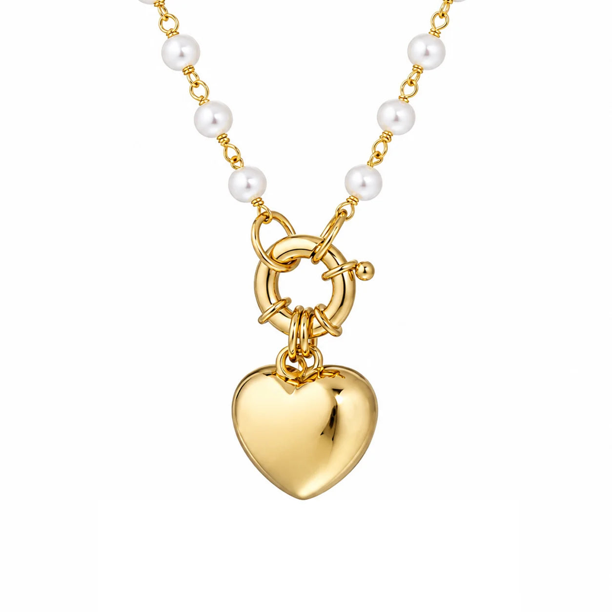 Choker con Perlas y Corazón Abombado