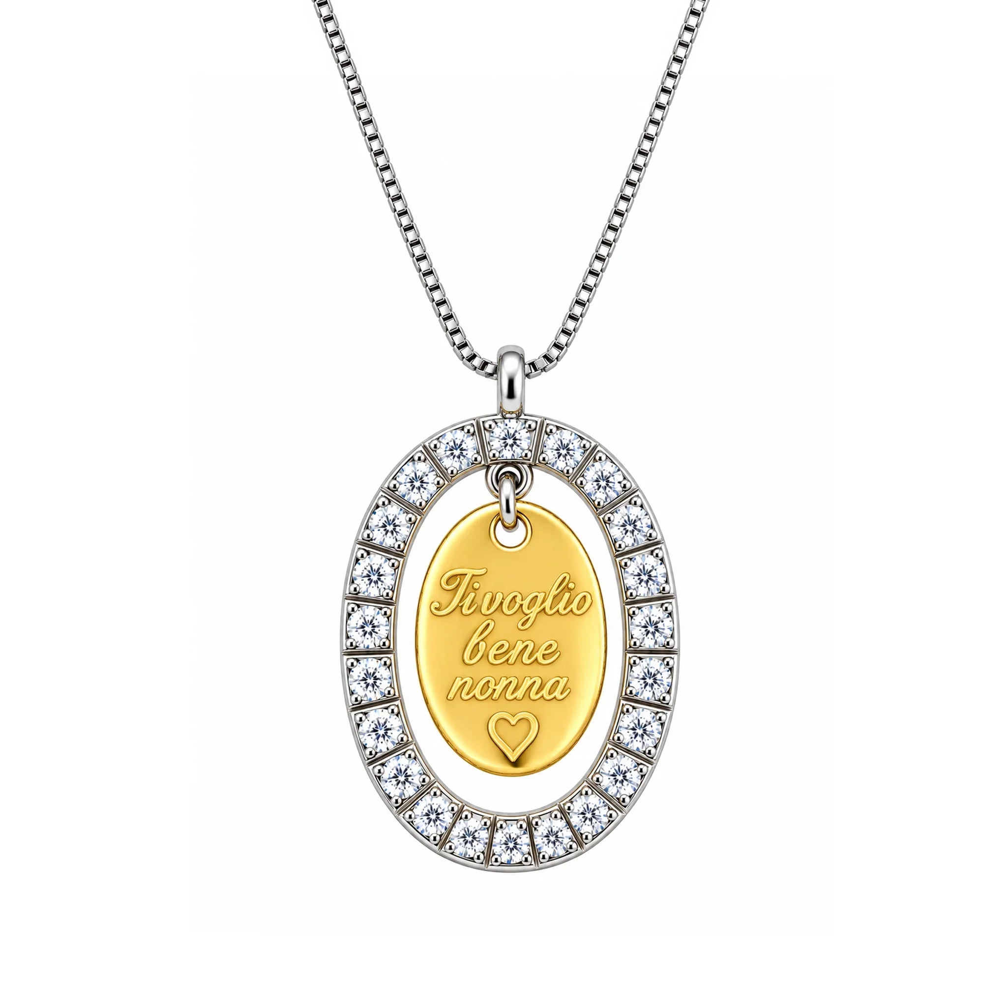 Collana con Medaglietta Dedica Nonna e Zirconi