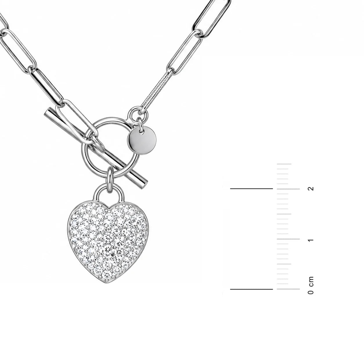 Collar T-Bar con Corazón y Circonitas
