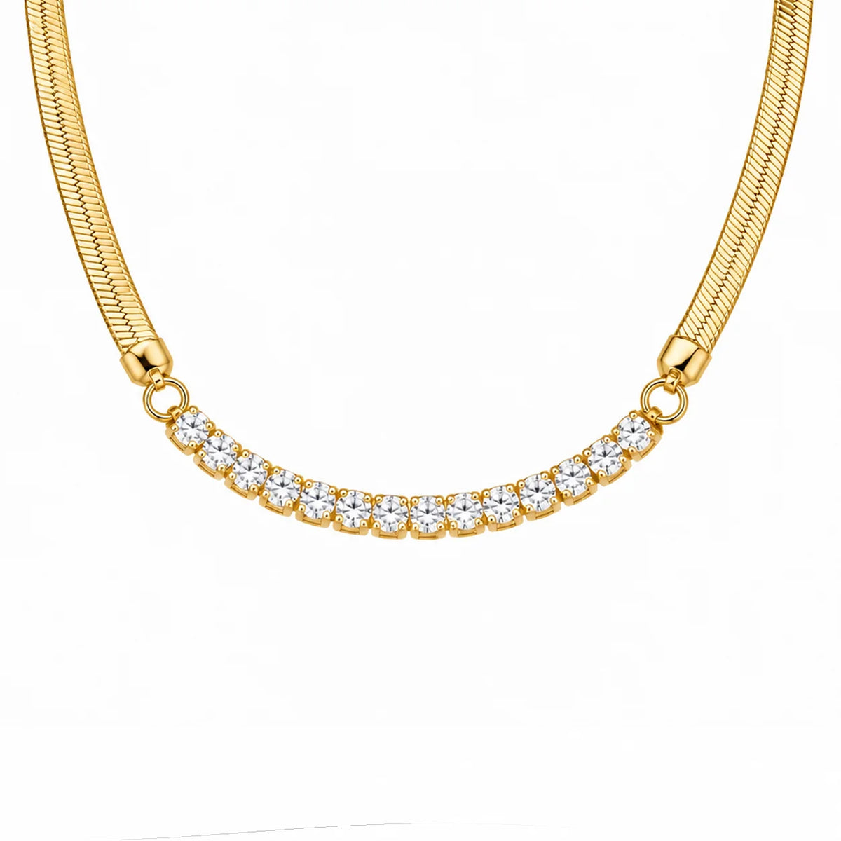 Snake Necklace with White Zircons