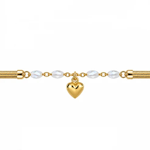Collier Serpent avec Zirconiums et Pendentif Cœur