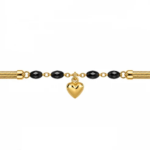 Collier Serpent avec Zirconiums et Pendentif Cœur