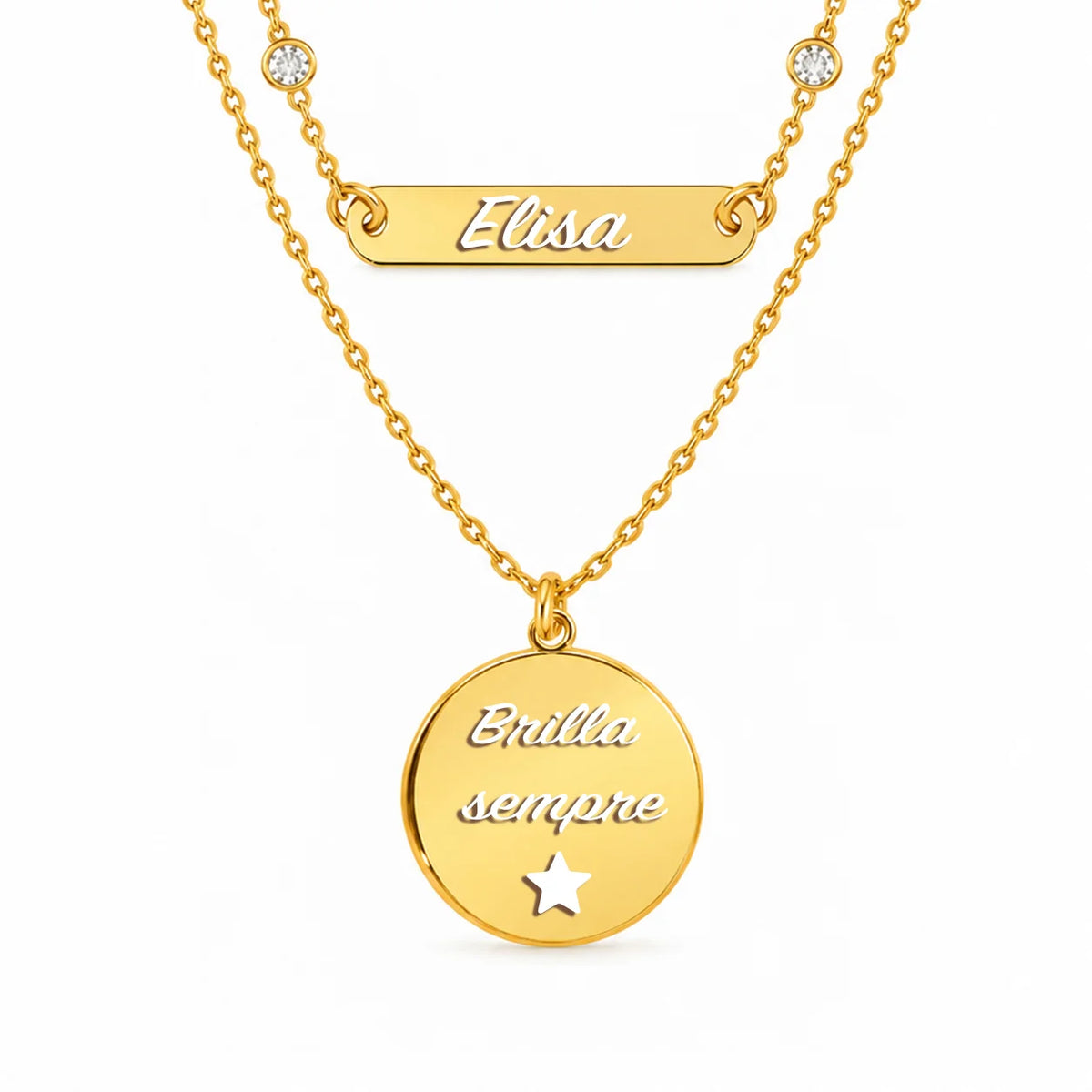 Collana Doppia Catena in Argento Personalizzabile