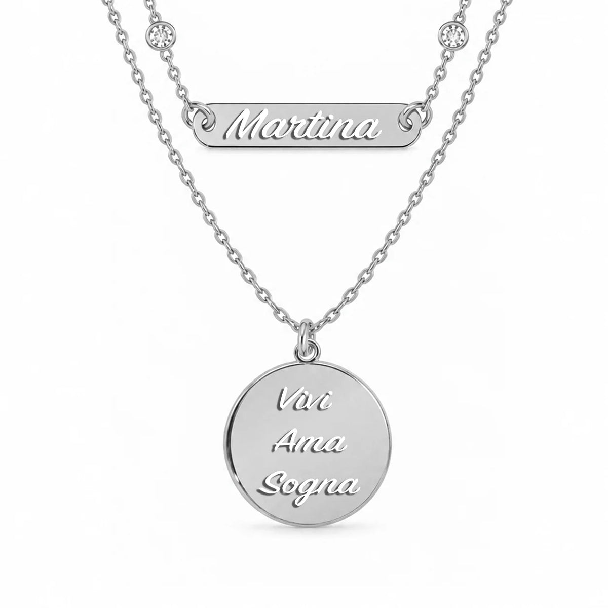 Collana Doppia Catena in Argento Personalizzabile