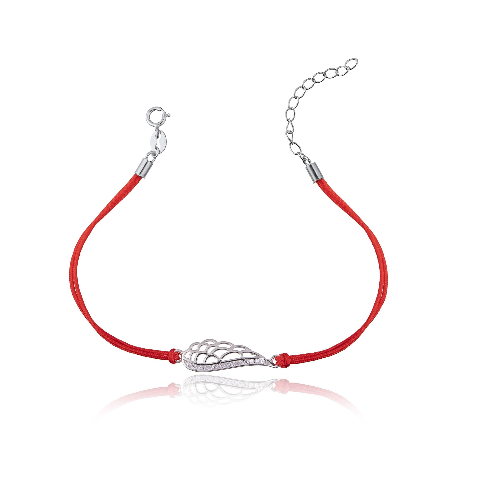 Bracciale in Argento in Cordino Ala Strass Grande Rodiato