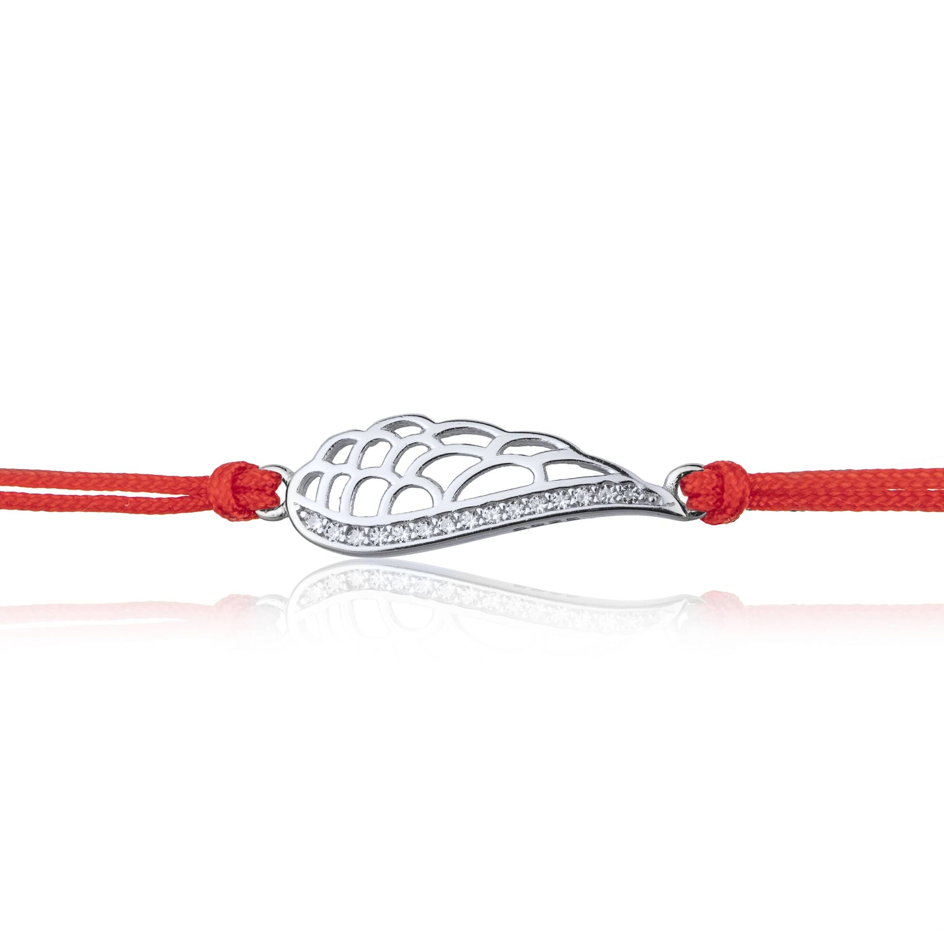 Bracciale in Argento in Cordino Ala Strass Grande Rodiato