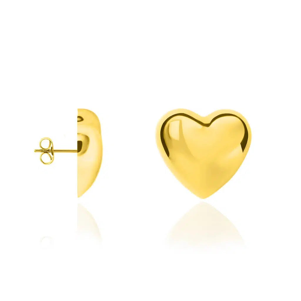 Chunky Heart-Shaped Earrings with Gold Posts