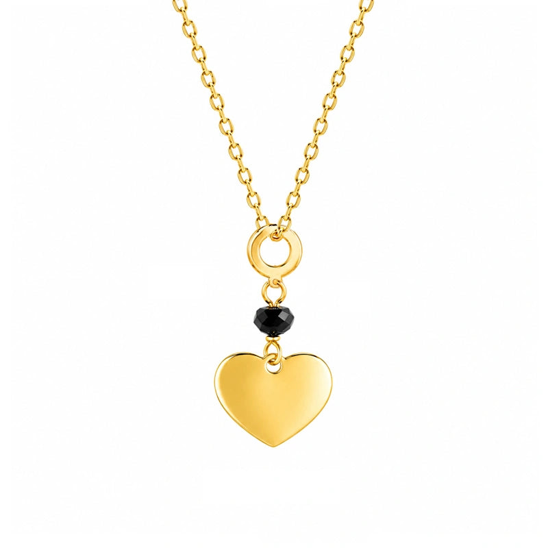 Halskette in Gold mit Herz und schwarzem Zirkon