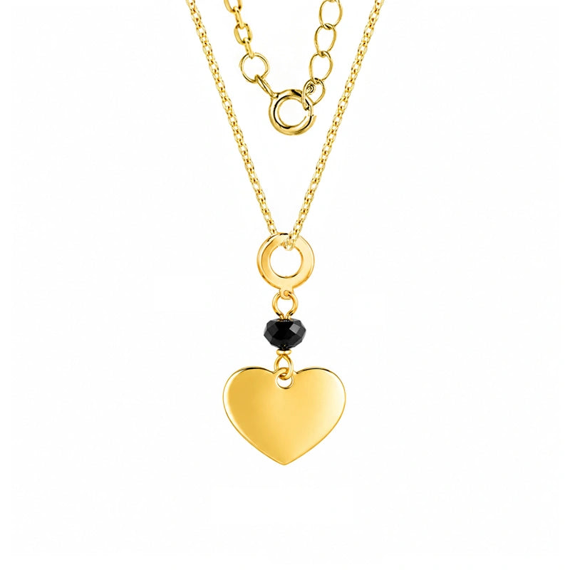Halskette in Gold mit Herz und schwarzem Zirkon