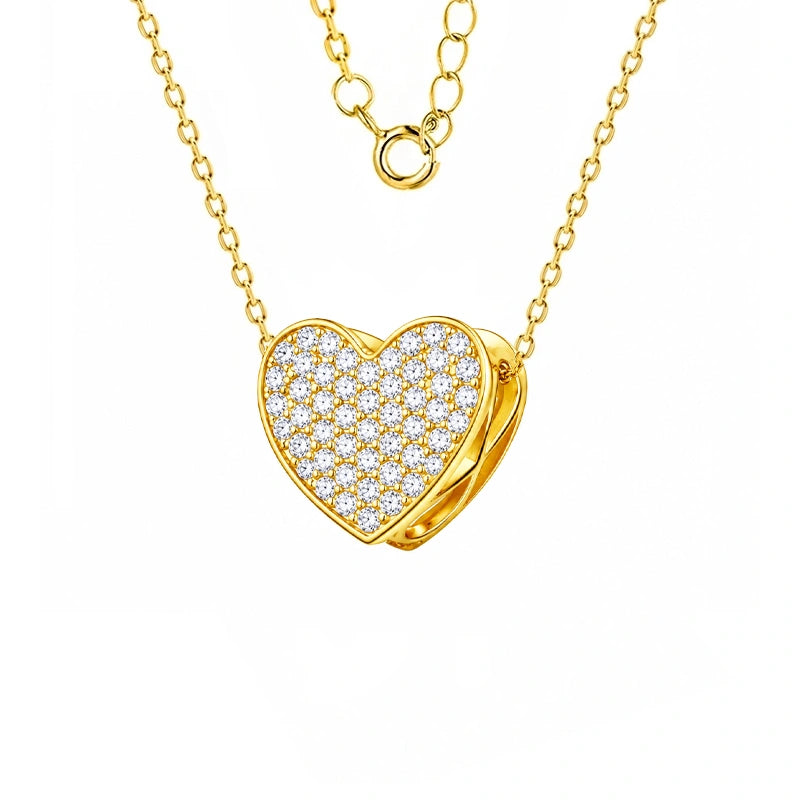 Collier Pendentif en Or Cœur avec Zirconiums
